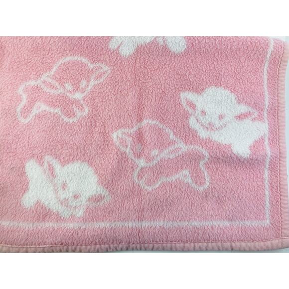 Vintage Dolan Reygers Acrylic Plush Baby Blanket Sheep Pink W. Germany Lovey - Picture 7 of 12